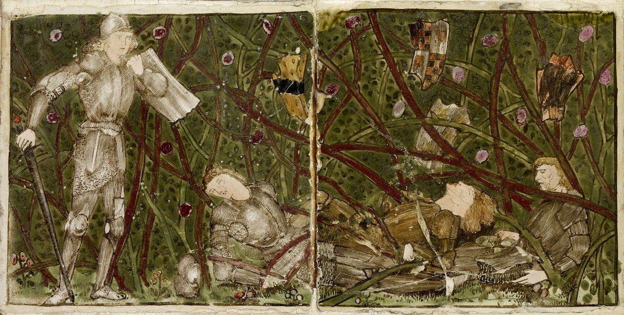 Un conjunto de dieciséis azulejos dispuestos en pares para formar ocho ilustraciones del cuento 