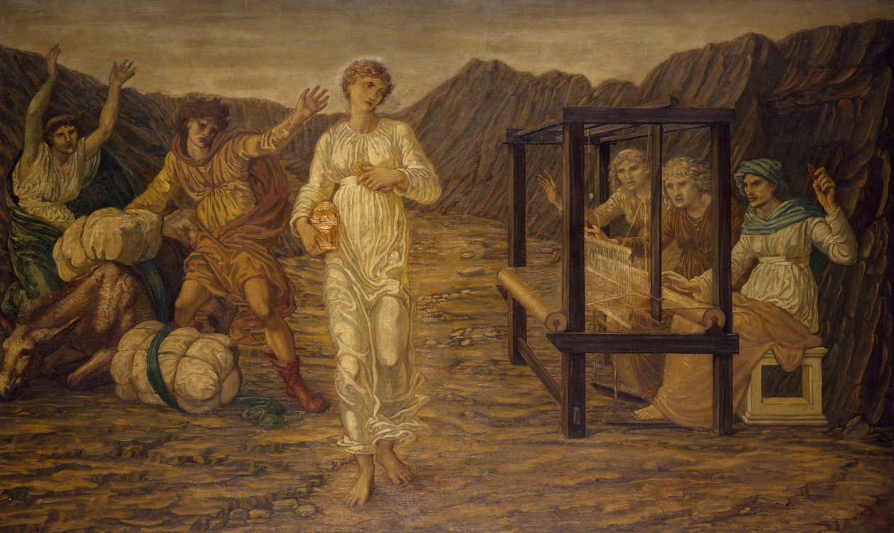Cupido y Psique - Murales de Palace Green - Psique encargada por Venus, 1881 de Edward Burne Jones