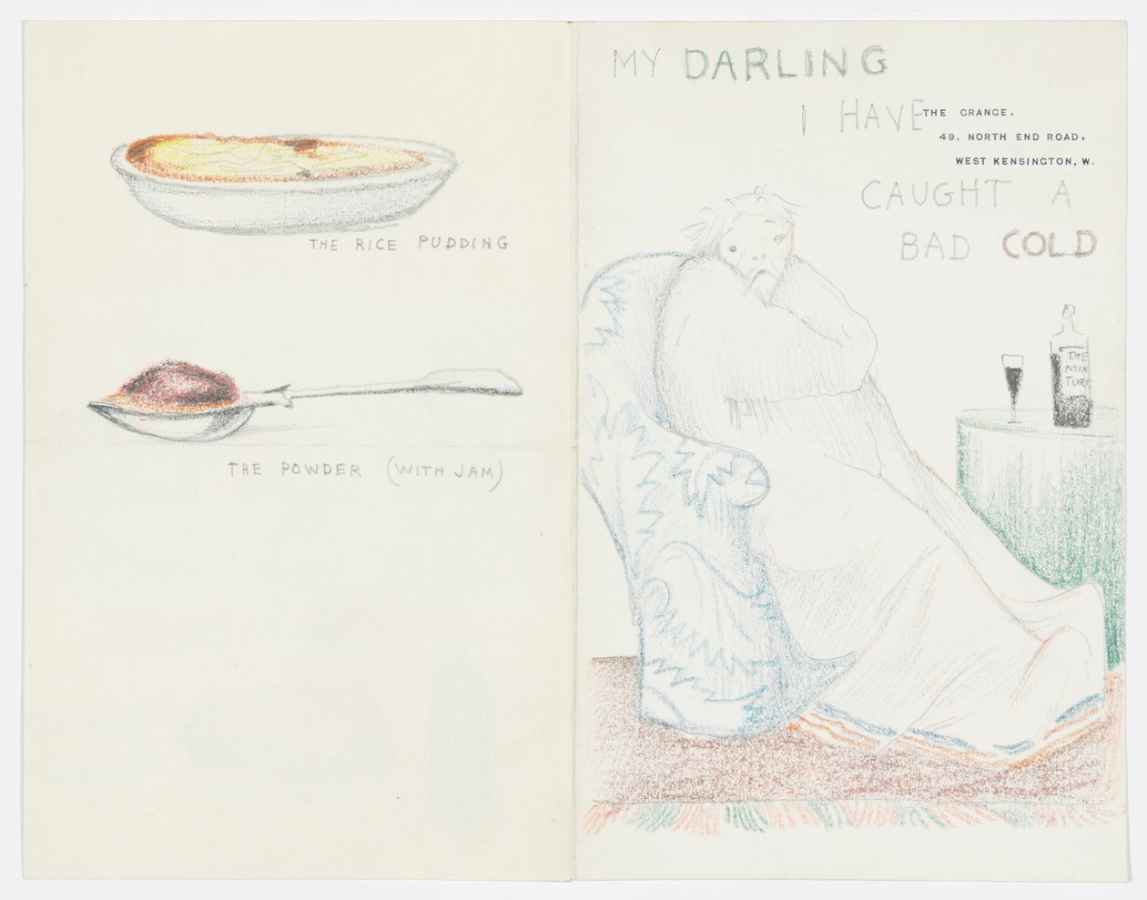 Carta a la nieta del artista Angela Thirkell de Edward Burne Jones