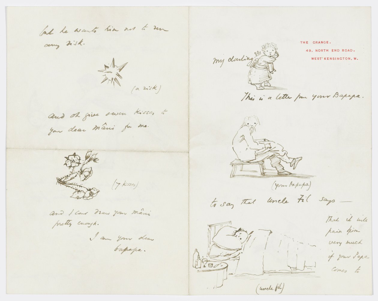 Carta a la nieta del artista Angela Thirkell de Edward Burne Jones