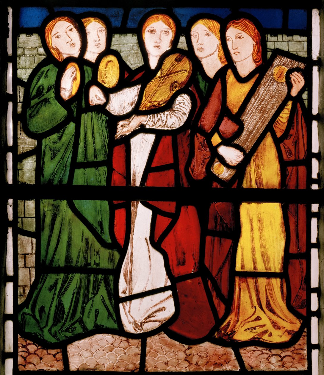Músicos Doncellas, del Cantar de los Cantares, 1862 de Edward Burne Jones