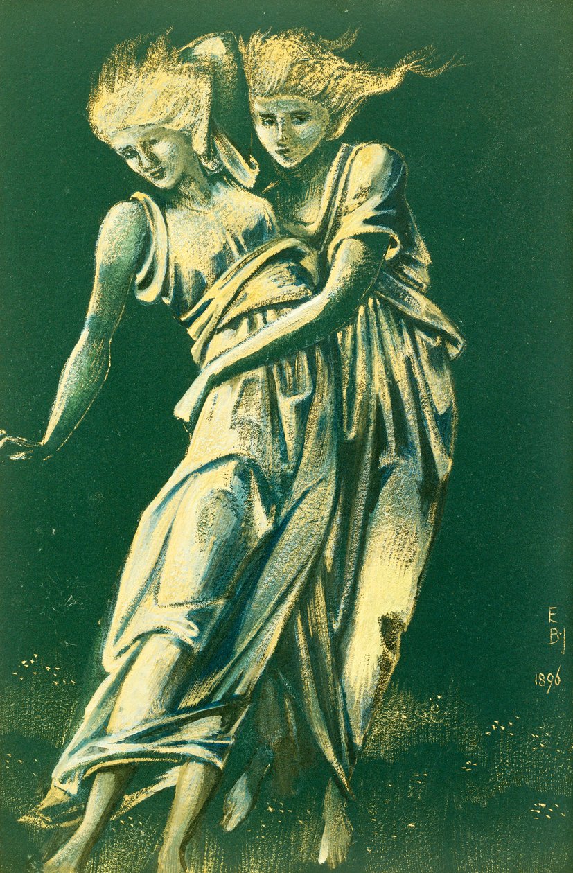 Estudio de figuras de baile abrazándose: Un diseño para metal de Edward Burne Jones