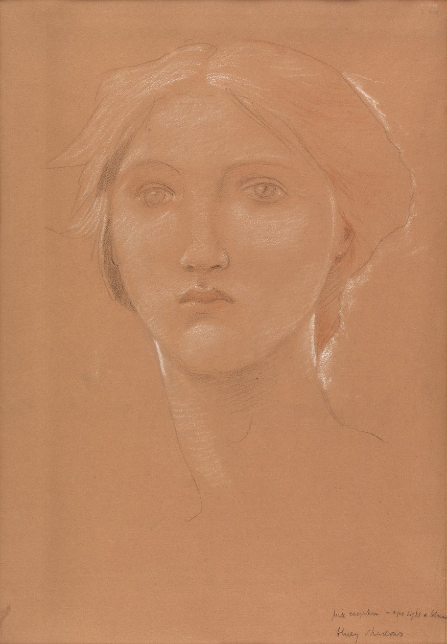 Estudio de la cabeza de Margaret Burne-Jones para "King Cophetua and the Beggar Maid" (tiza sobre papel) de Edward Coley Burne Jones