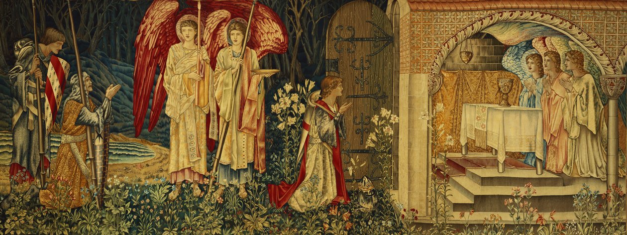 La consecución del Santo Grial por Sir Galahad, Sir Bors y Sir Percival de Edward Burne Jones