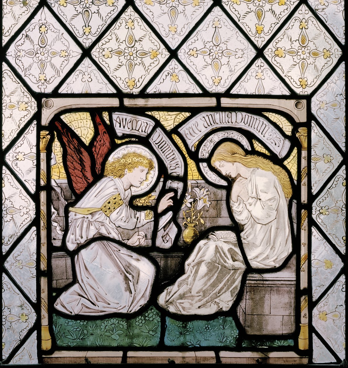 La Anunciación (detalle de la ventana este) de Edward Burne Jones