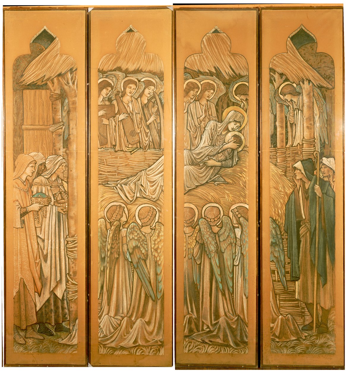 La Natividad, cartones para la vidriera en St. Deiniol, Hawarden, 1897 de Edward Burne Jones