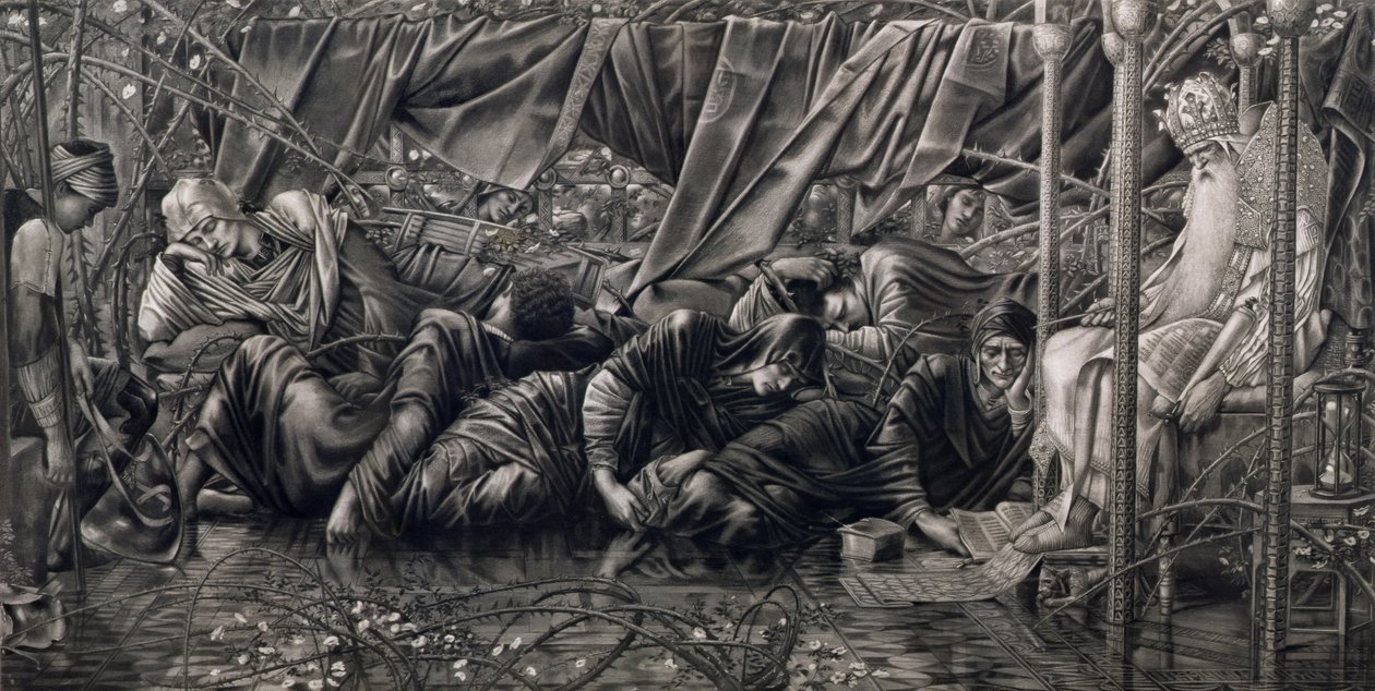 La Leyenda de Briar Rose: La Sala del Consejo, publicado por Thomas Agnew & Sons, 1890 de Edward Coley after Burne Jones