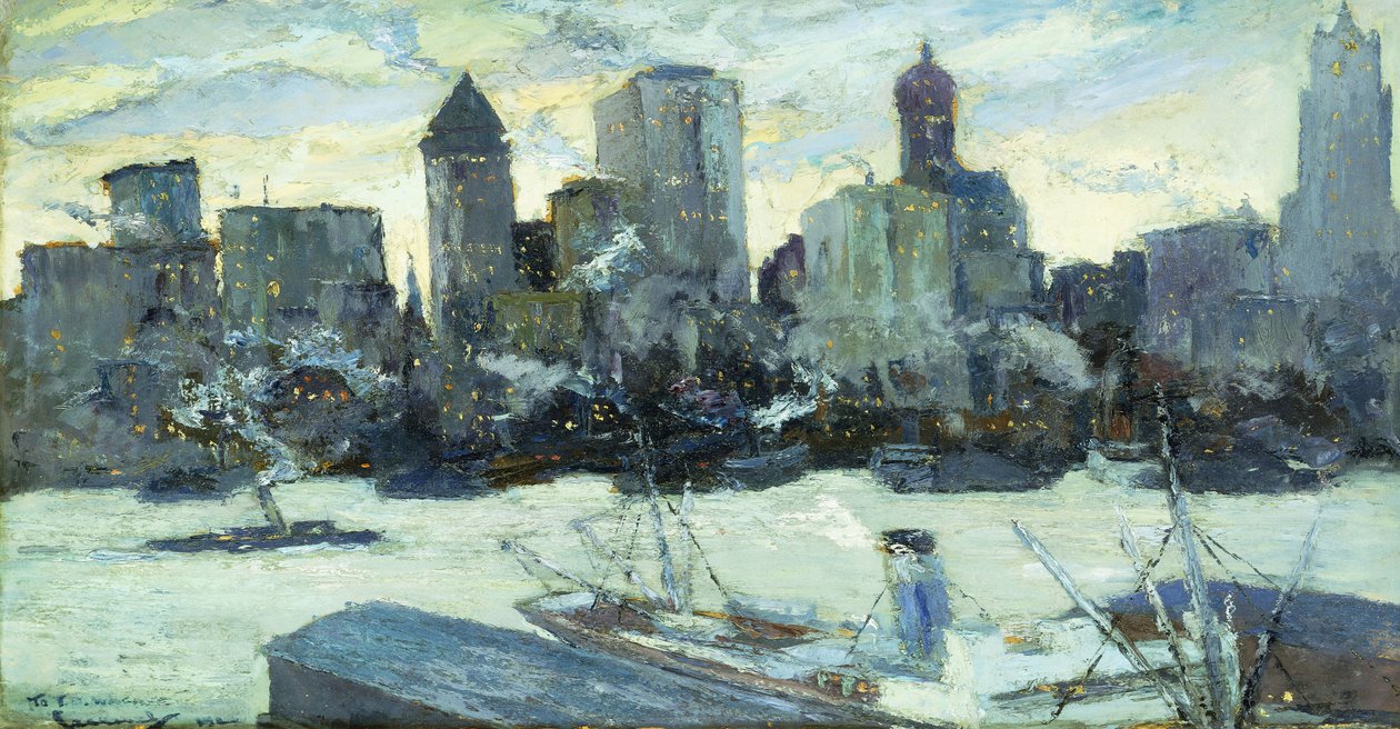 El puerto de Nueva York en invierno de Edward Cucuel