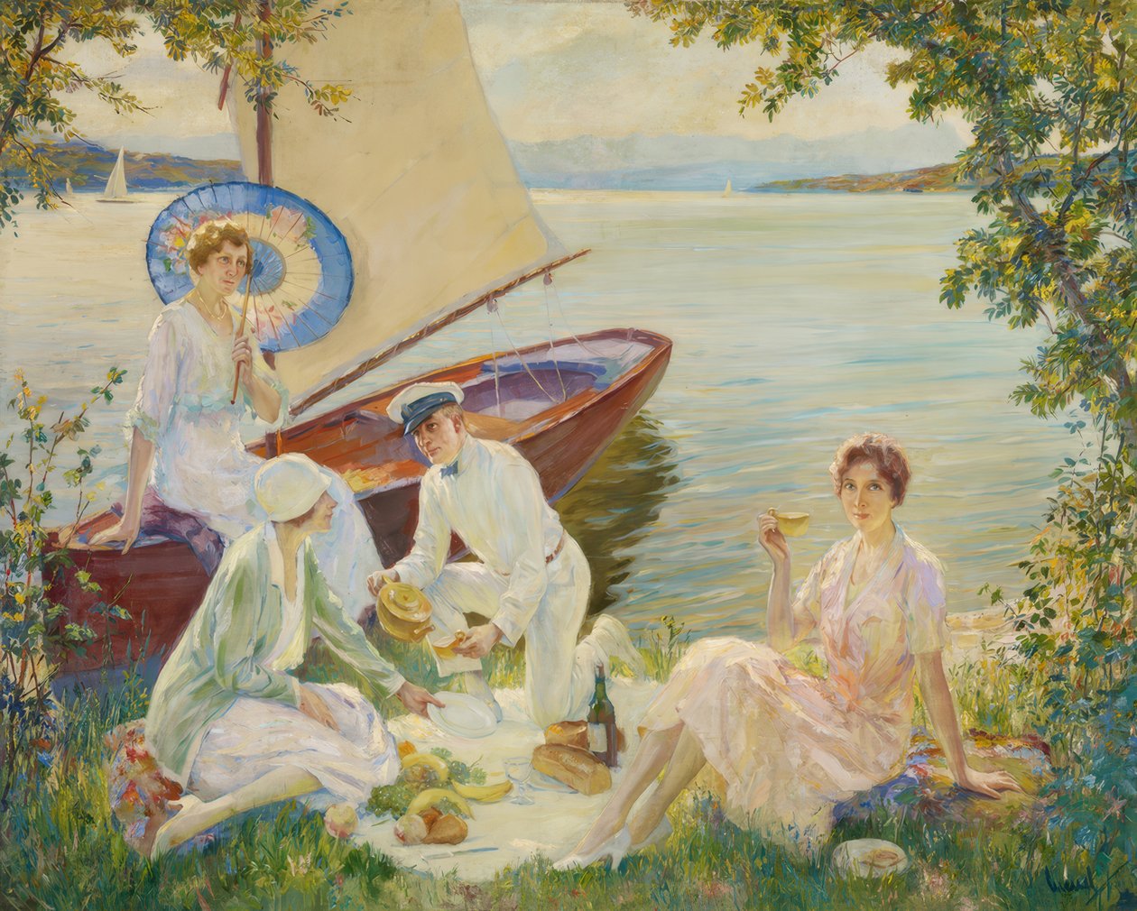 Picnic en el lago Starnberg de Edward Cucuel