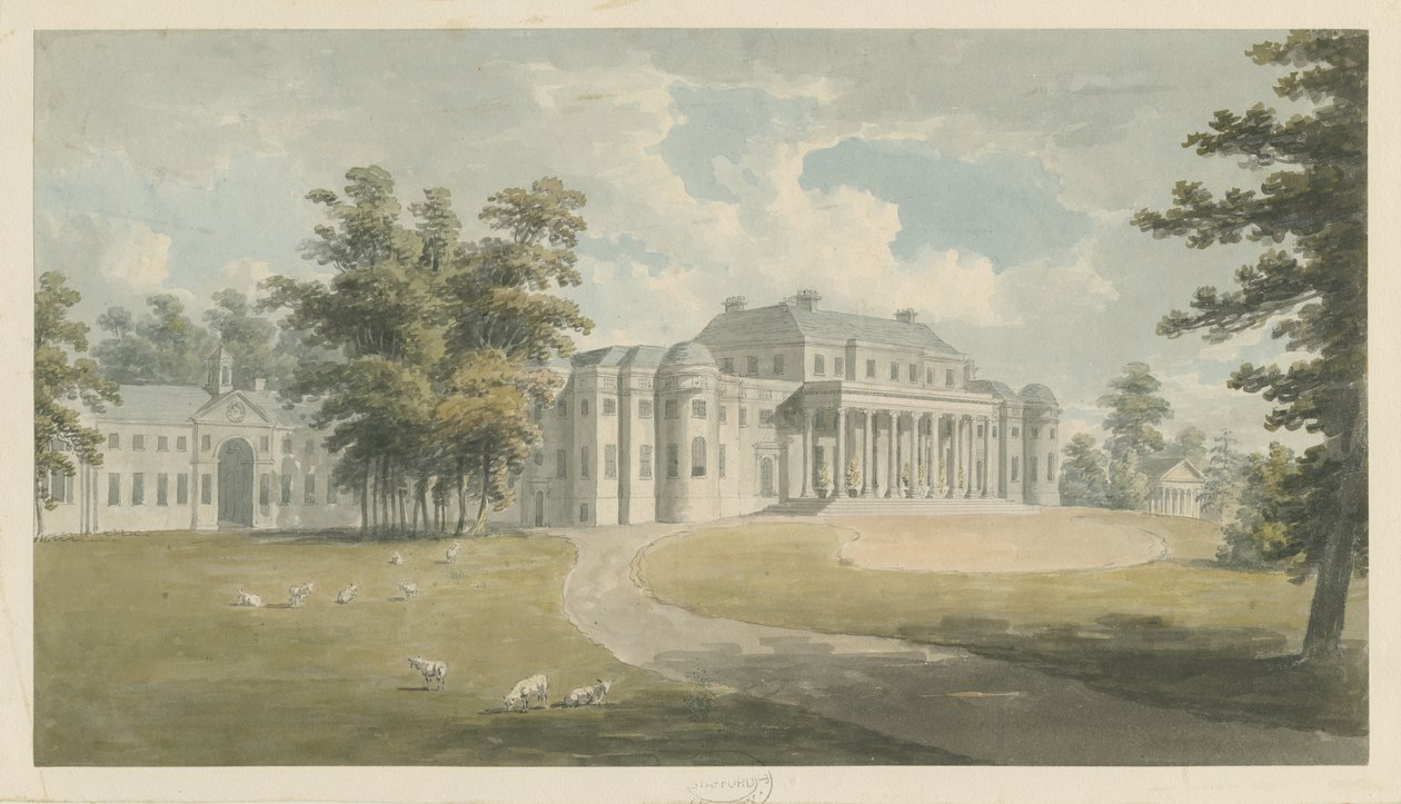 Shugborough Hall: pintura en acuarela, nd [?finales del siglo XVIII] de Edward Dayes
