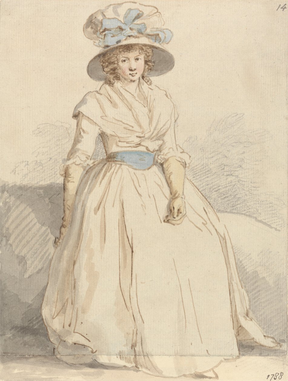 Una joven sentada con un vestido blanco de Edward Edwards