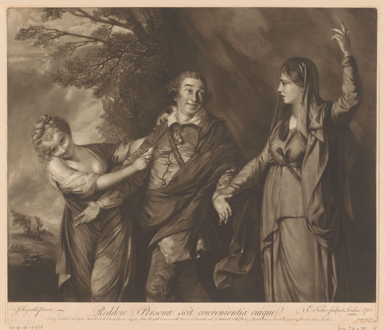 Retrato de David Garrick entre la comedia y la tragedia de Edward Fisher