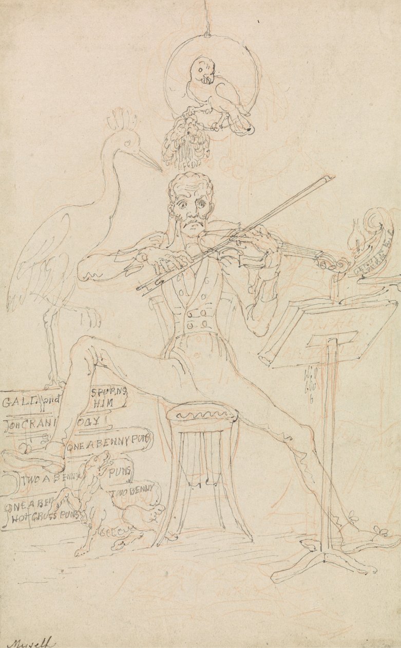 Autorretrato caricaturesco de Edward Francis Burney