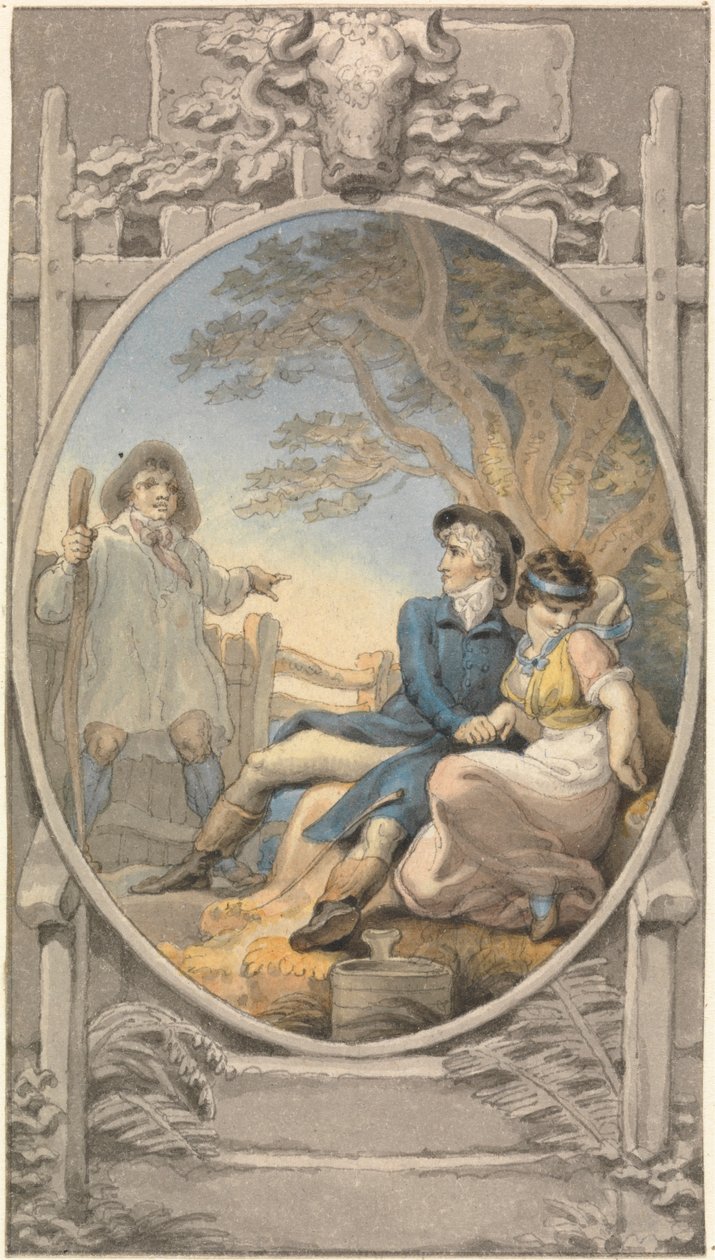 Diseño en color para una placa de libro de Edward Francis Burney