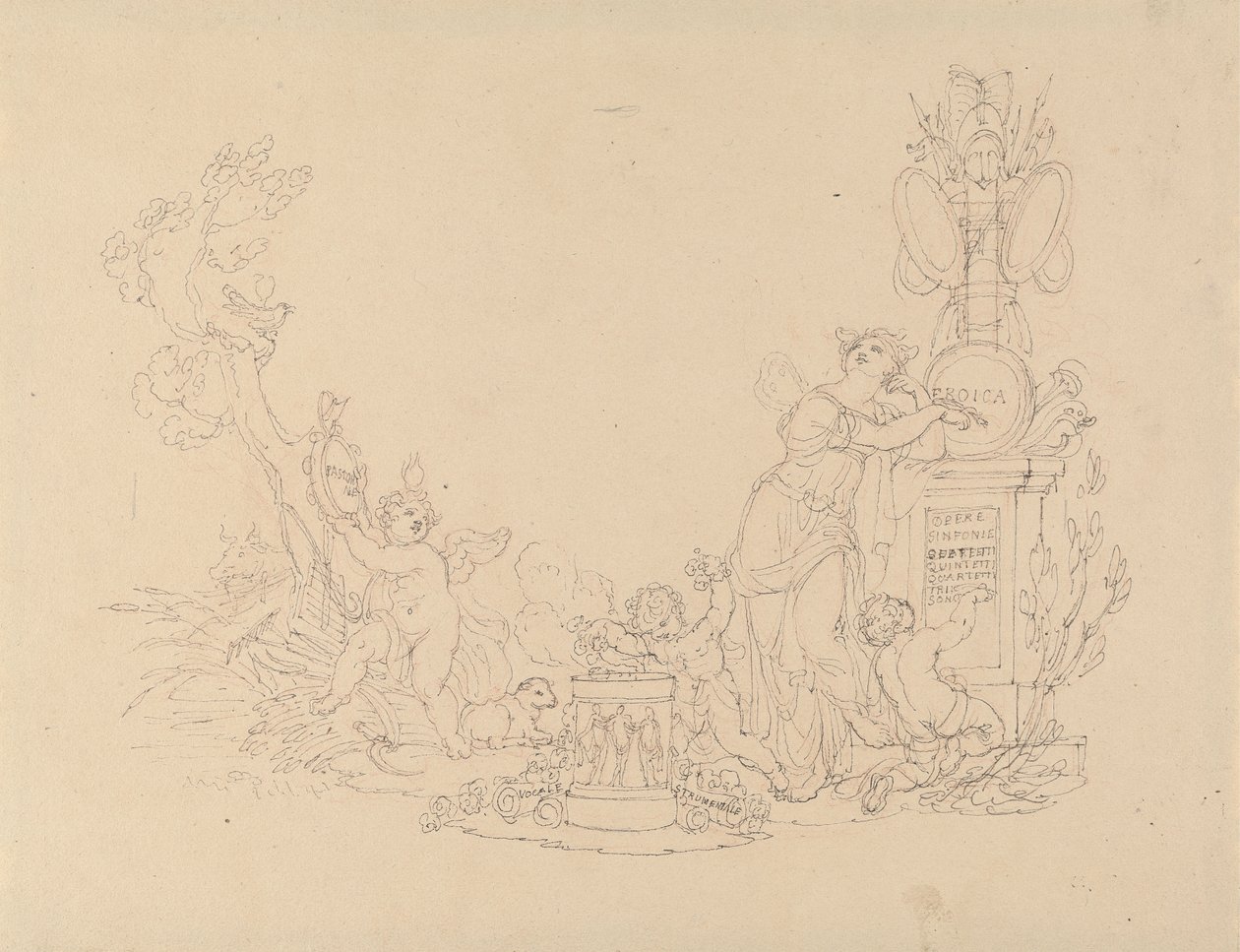 Diseños de ilustraciones para obras de Beethoven de Edward Francis Burney