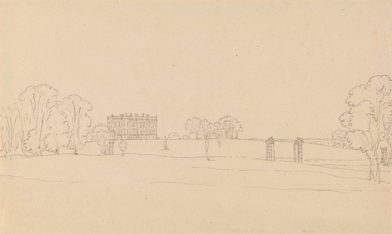 Vista lejana de Easton Neston, Northants de Edward Francis Burney
