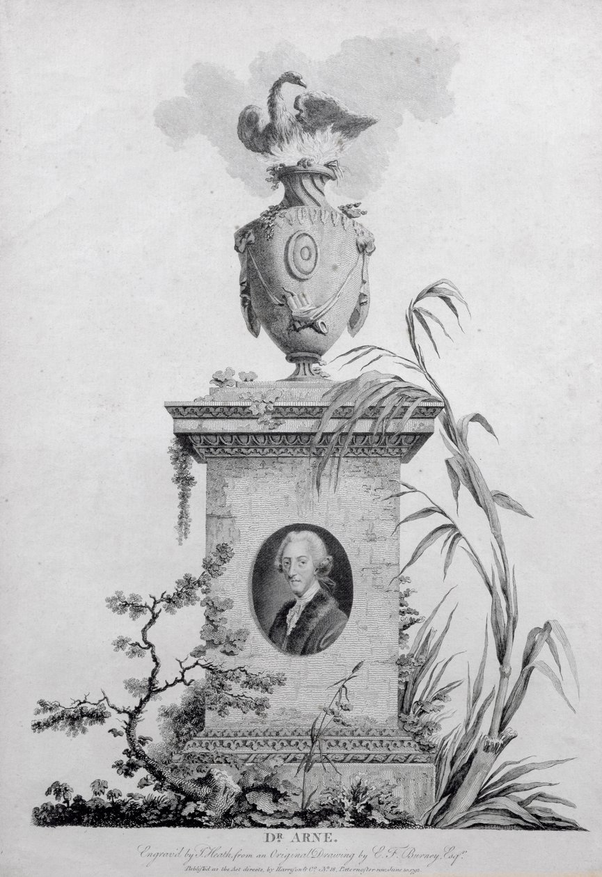 Dr. Thomas Augustine Arne (1710-78), grabado por James Heath (1757-1834), 1793 de Edward Francis Burney