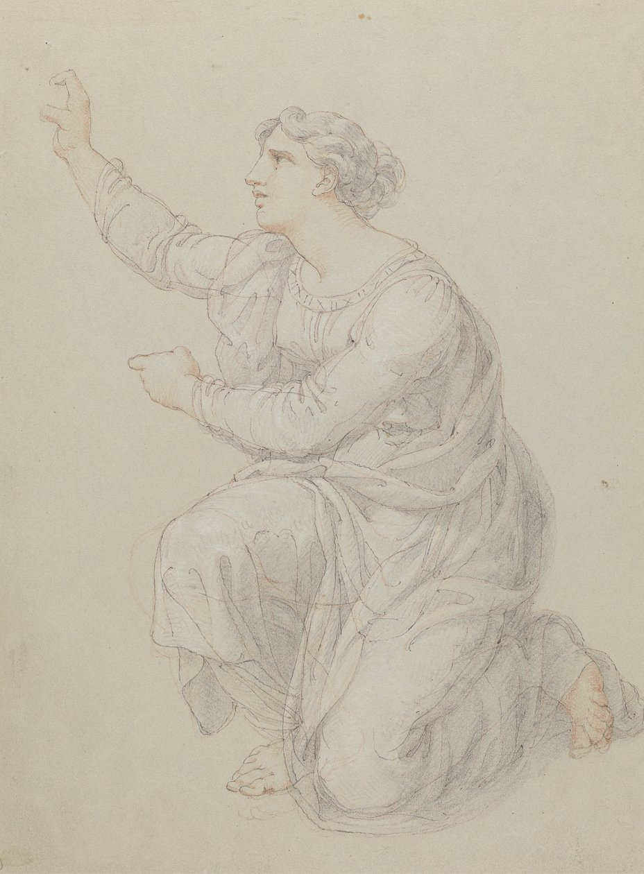 Estudio para la figura arrodillada de Priscila de Edward Francis Burney