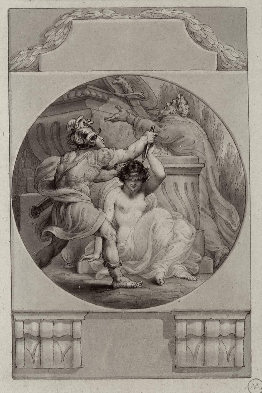 Guerrero sacrificando a una joven de Edward Francis Burney