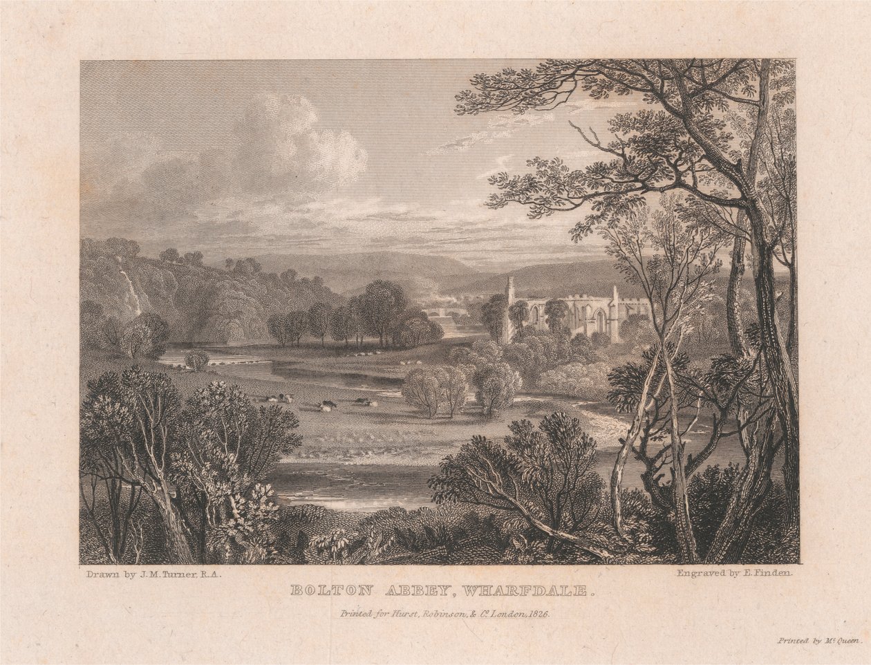 Abadía de Bolton, Wharfdale de Edward Francis Finden