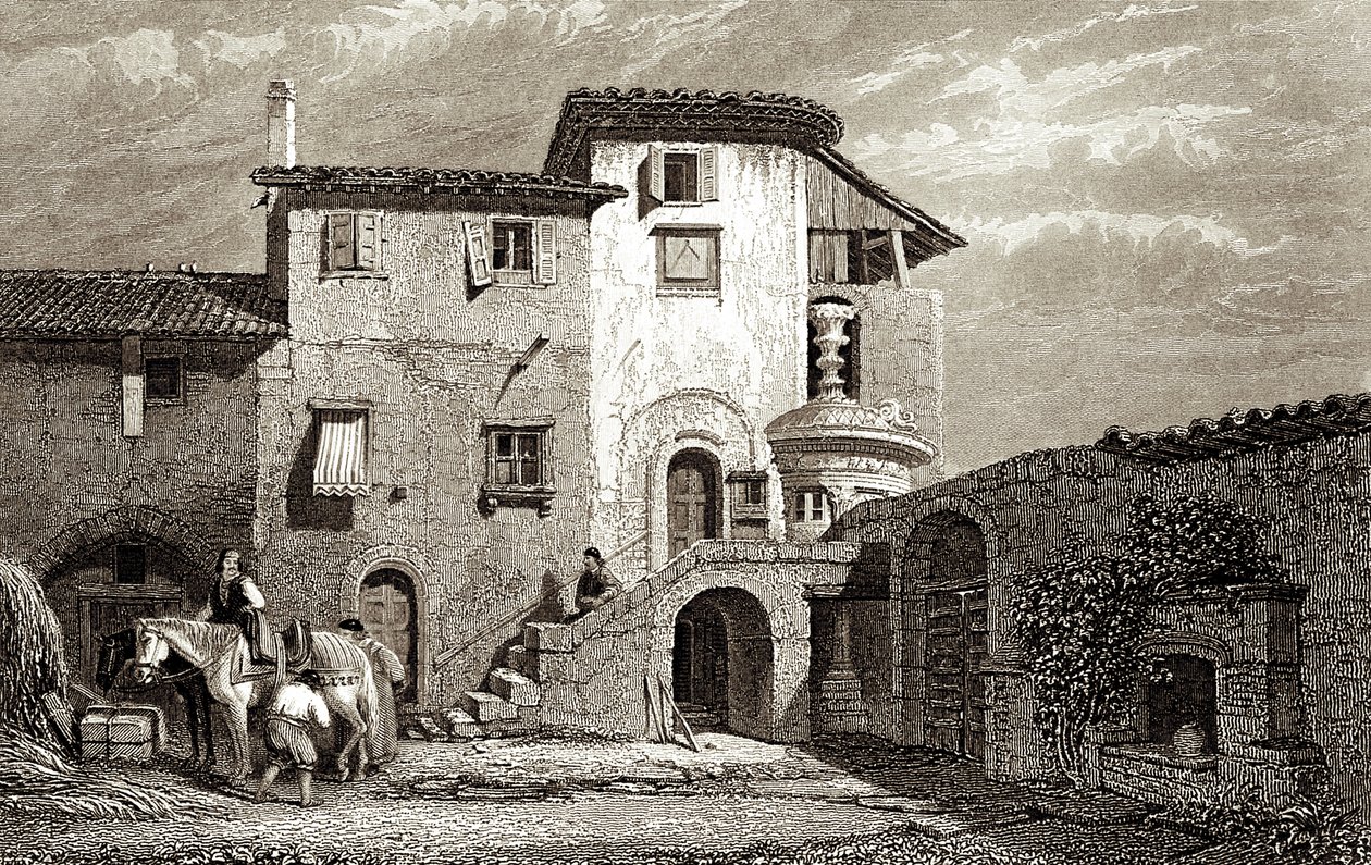 Residencia de Lord Byron 1811 (grabado) de Edward Francis Finden