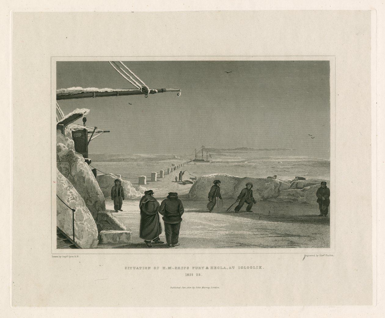 Situación de los buques HM Fury y Hecla, en Igloolik de Edward Francis Finden