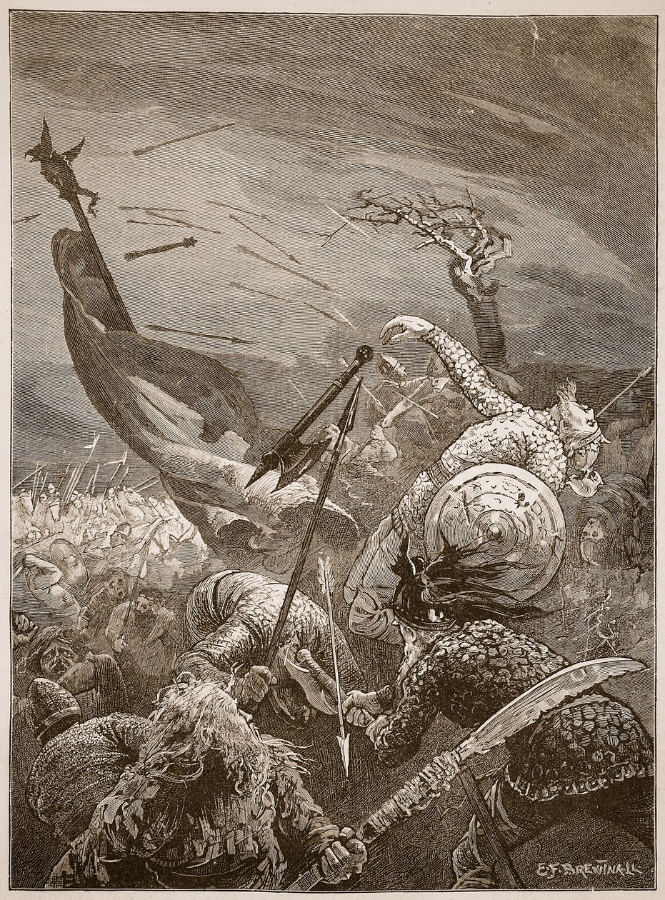 Muerte de Harold en la Batalla de Hastings, ilustración de 