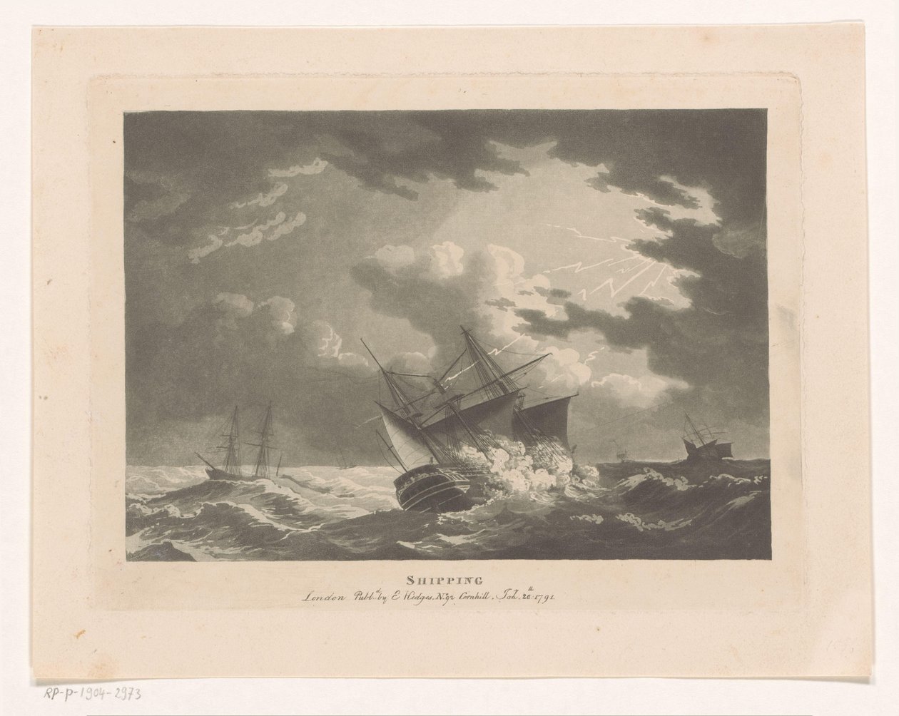 Barcos en una tormenta en el mar Envío (título sobre el objeto) Paisajes marinos (título de la serie) de Edward Hedges