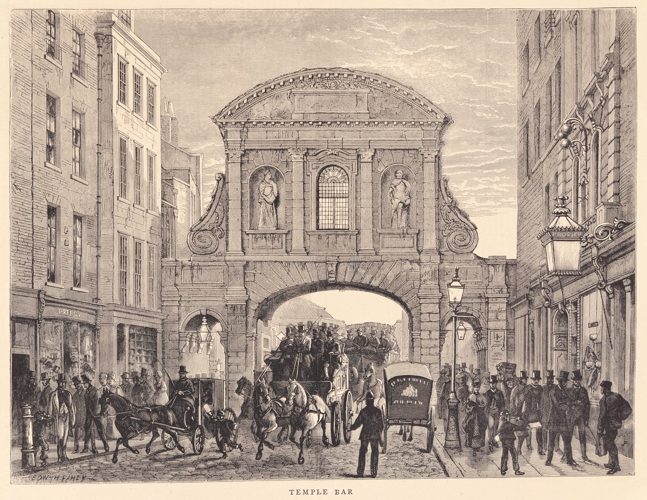 Temple Bar en Fleet Street, c.1870 de Edward Henry Fahey