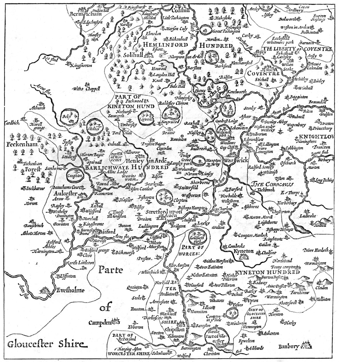 Un mapa de Stratford-upon-Avon y sus alrededores, 1610 1885 de Edward Hull