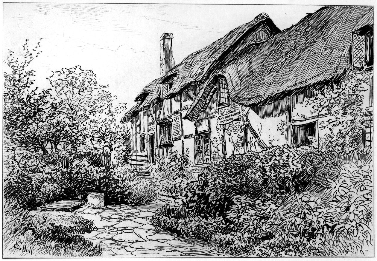 Cabaña de Anne Hathaway en Shottery, Stratford-upon-Avon, Warwickshire, 1885 de Edward Hull