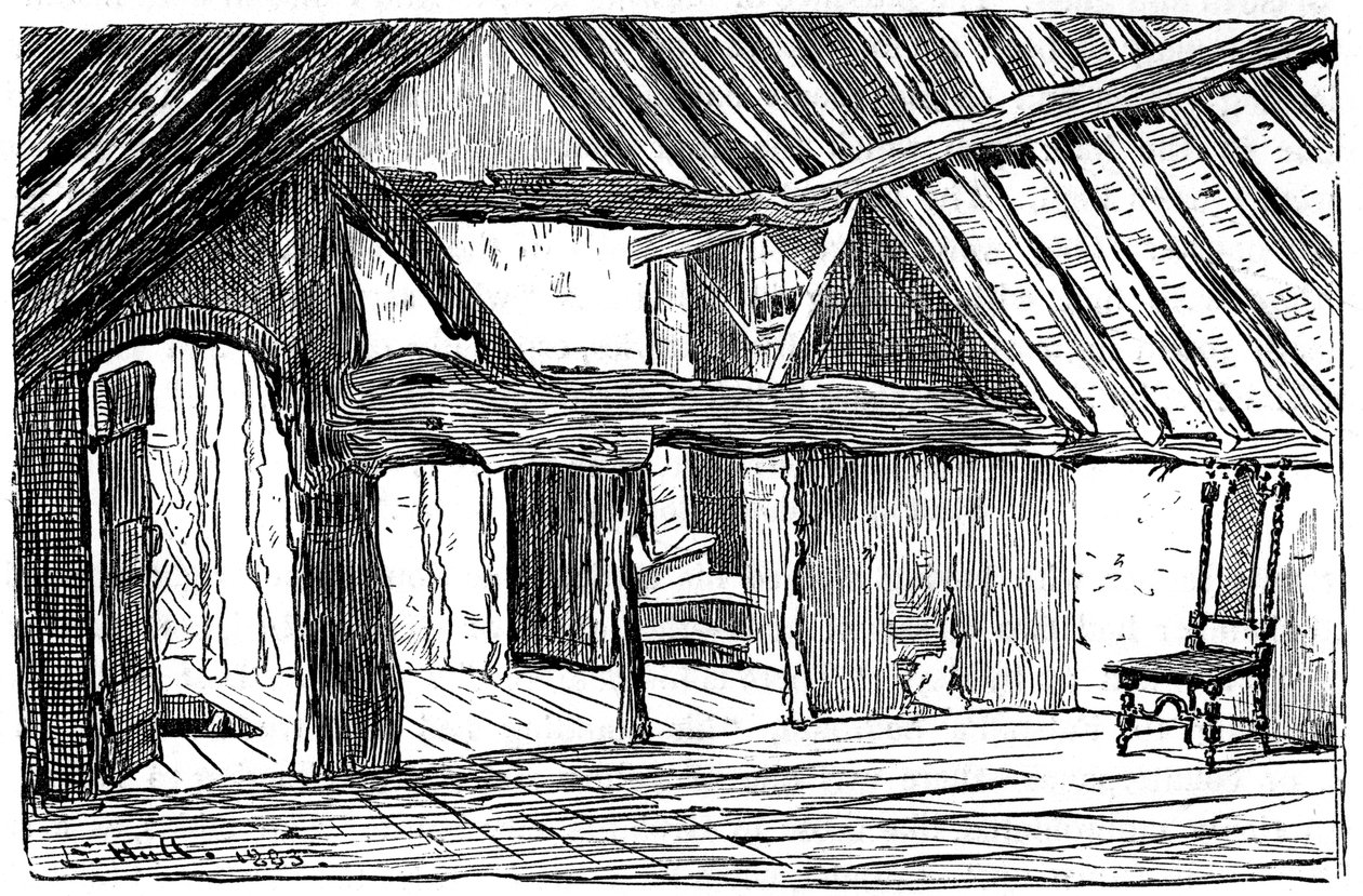 El piso superior del lugar de nacimiento de Shakespeare, Stratford-upon-Avon, 1885 de Edward Hull