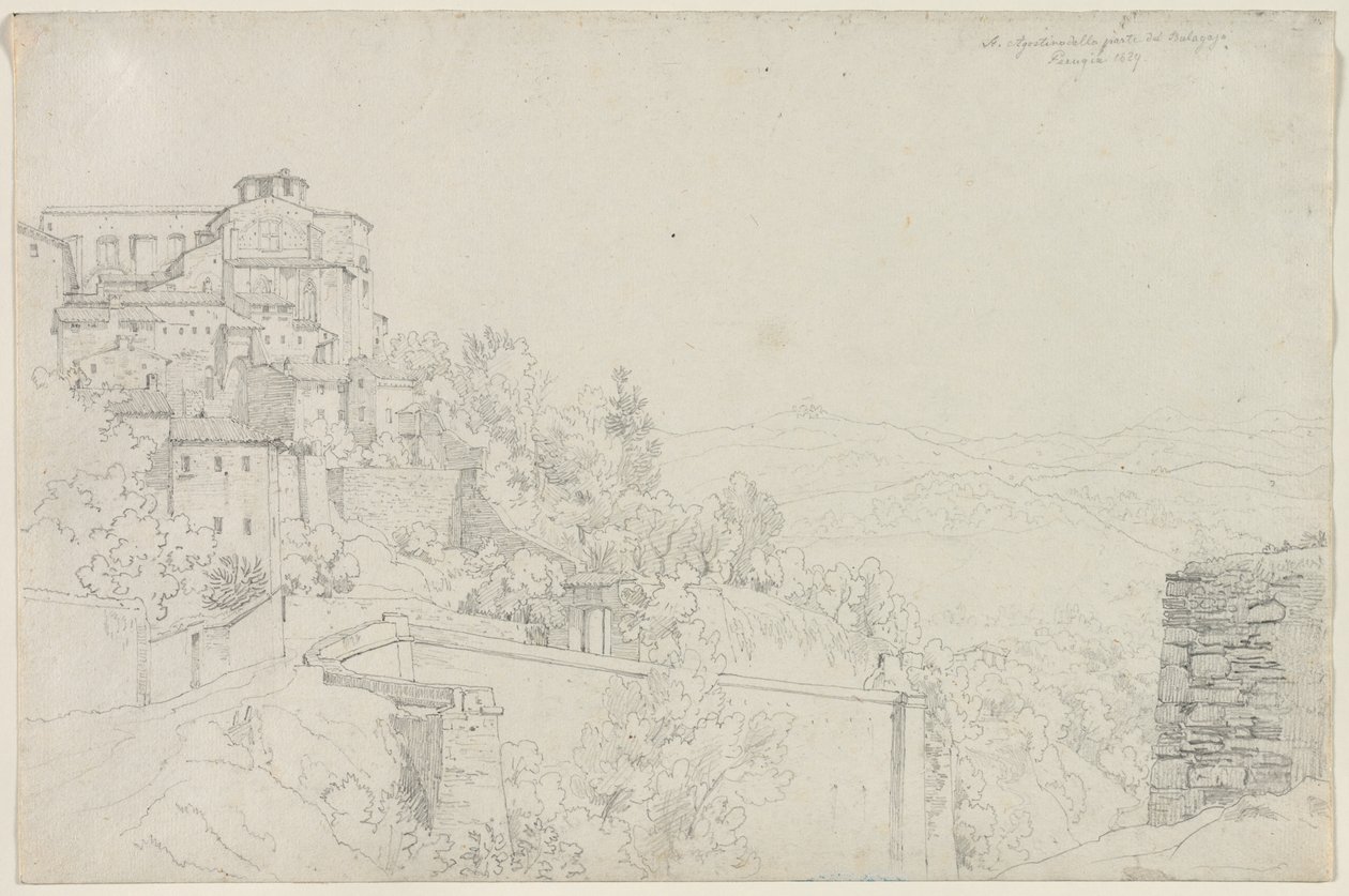 Saint Agostino from Bulagajo, Perugia (San Agostino dalla parte del Bulagajo, Perugia) de Edward Jakob von Steinle