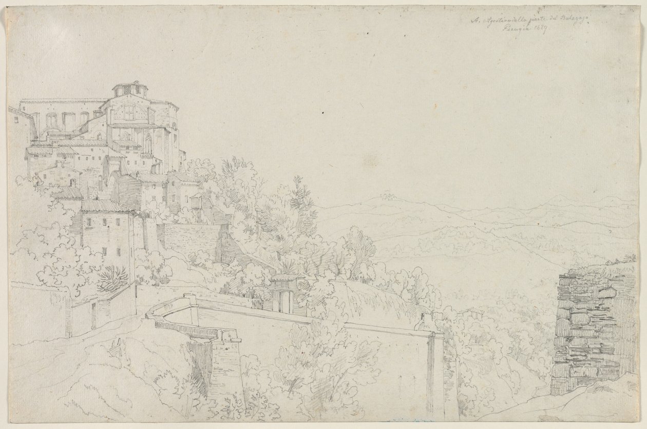 San Agostino desde Bulagajo, Perugia, 1829 de Edward Jakob von Steinle
