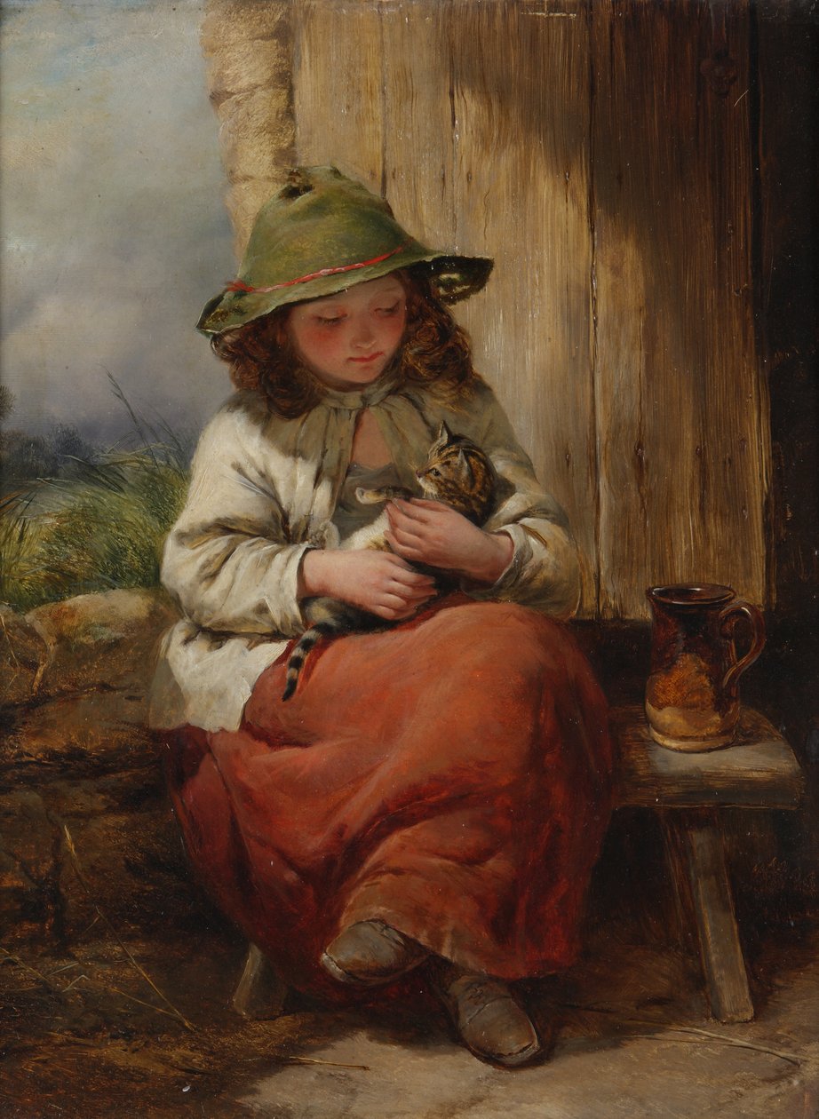 Niño con gatito de Edward John Cobbett
