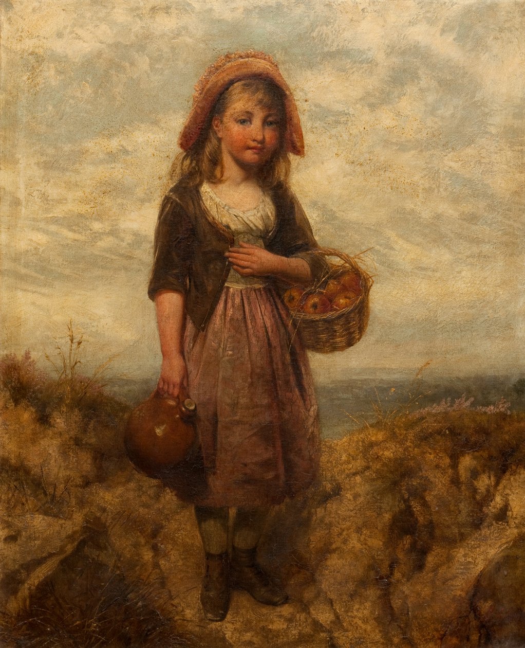 Niña con una Cesta de Manzanas de Edward John Cobbett
