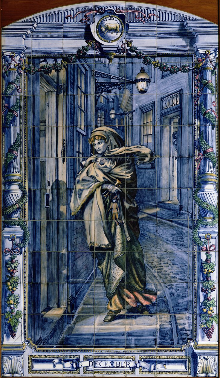 Diciembre, de una serie de paneles de azulejos para la Cocina Holandesa, 1867-8 de Edward John Poynter