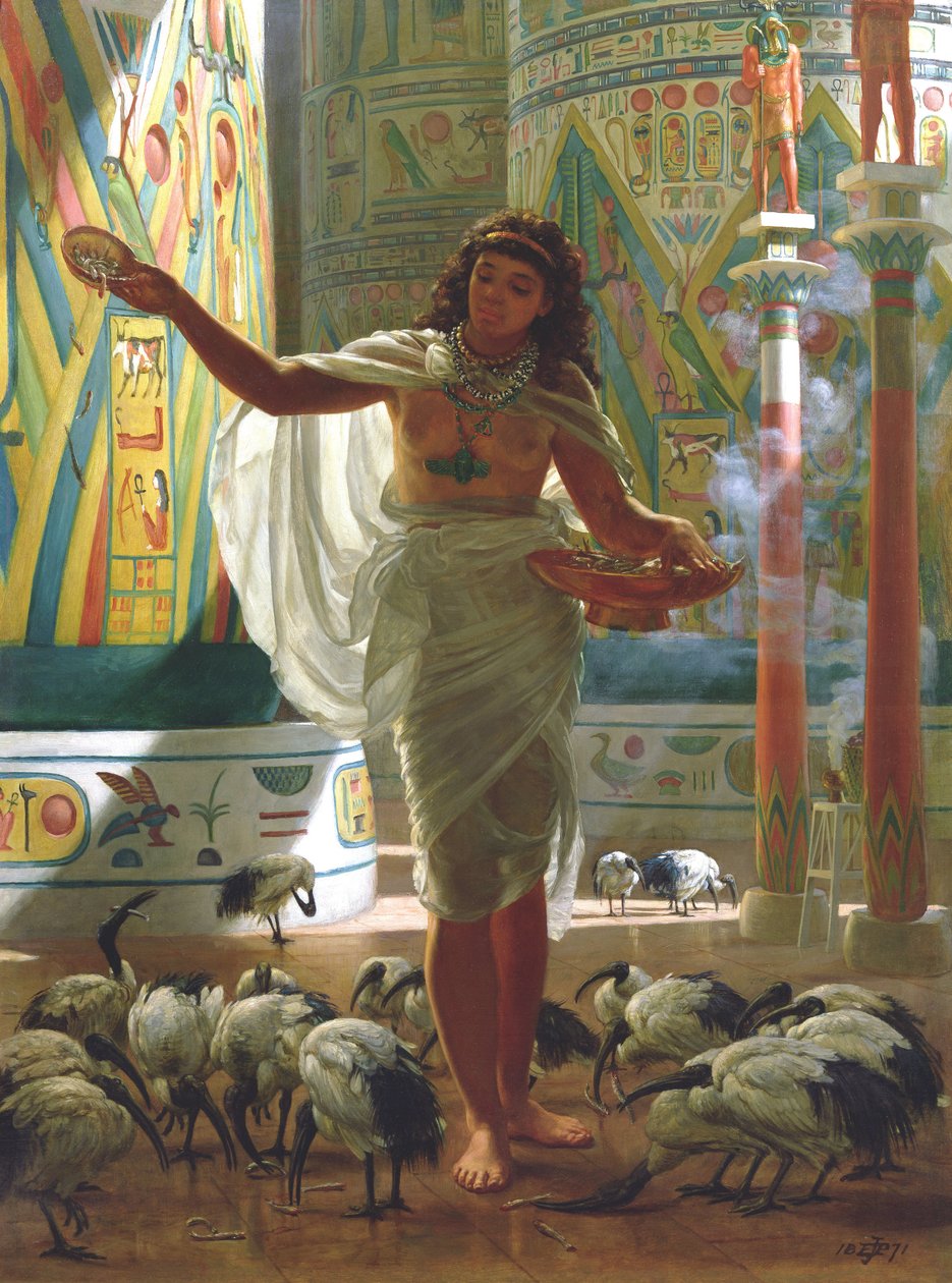 Alimentando al ibis sagrado en los salones de Karnak de Edward John Poynter
