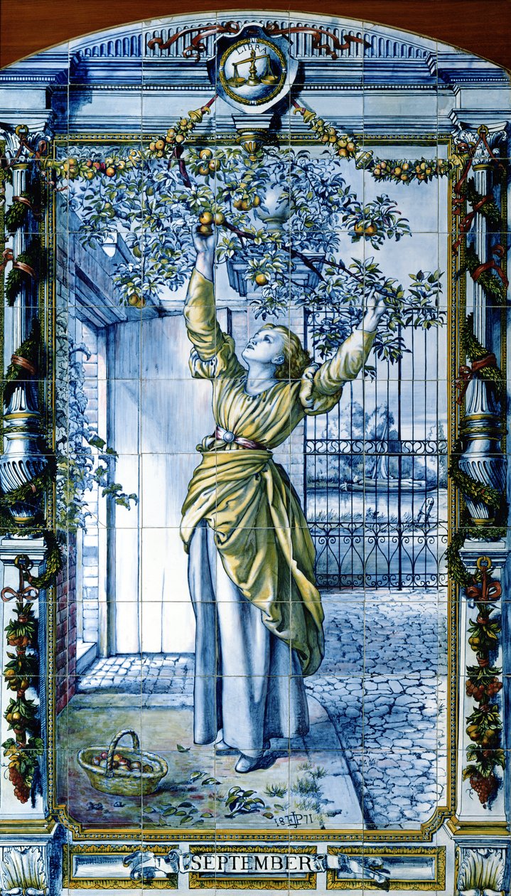 Septiembre, de una serie de paneles de azulejos para la Cocina Holandesa de Edward John Poynter