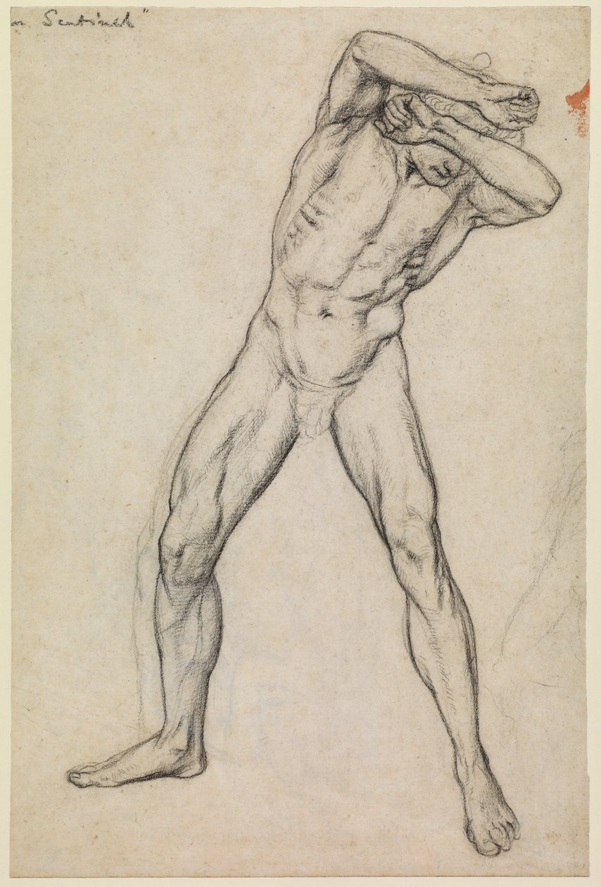 Estudio de un desnudo masculino para "Fiel hasta la muerte" de Edward John Poynter