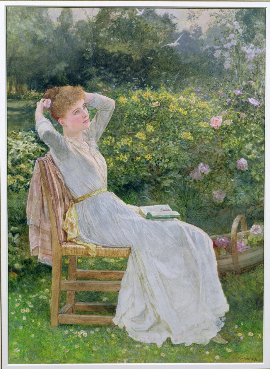 Verano: retrato de la esposa del artista, Hannah de Edward Killingworth Johnson