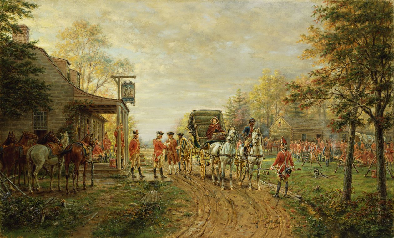Pasando los puestos de avanzada en el antiguo camino de Kingsbridge, 1903 de Edward Lamson Henry