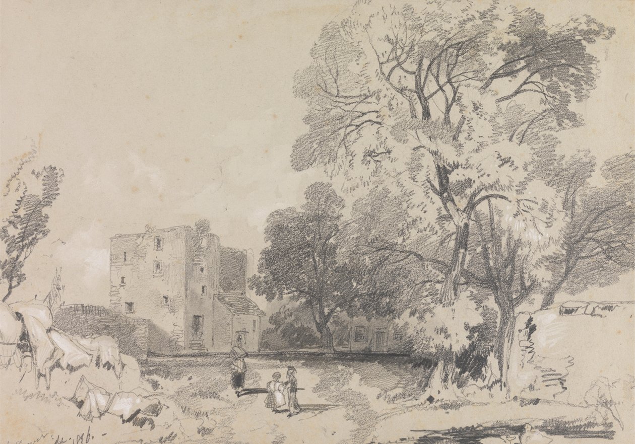 Una casa torre en ruinas de Edward Lear
