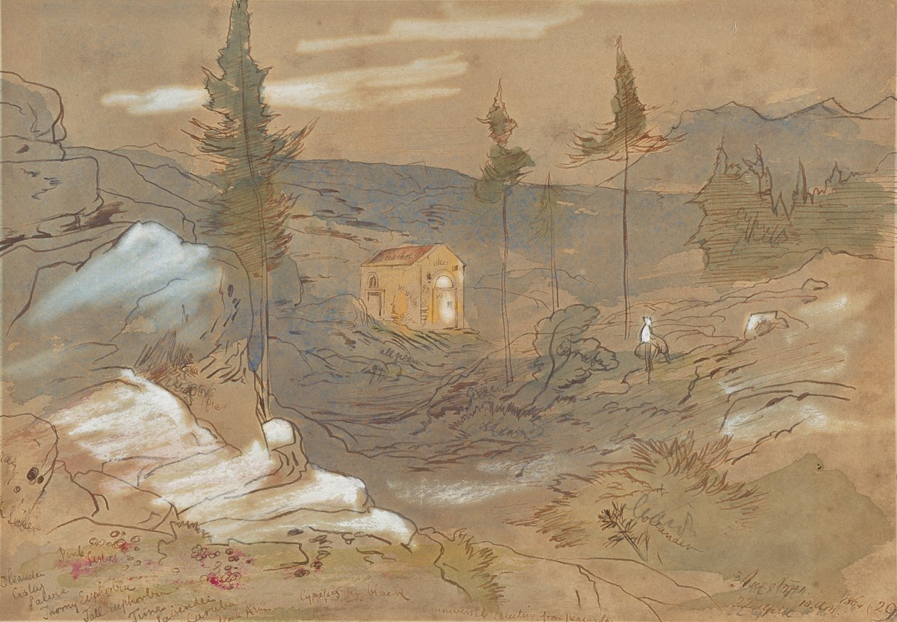 Un santuario cerca de Chania, Creta, Grecia de Edward Lear