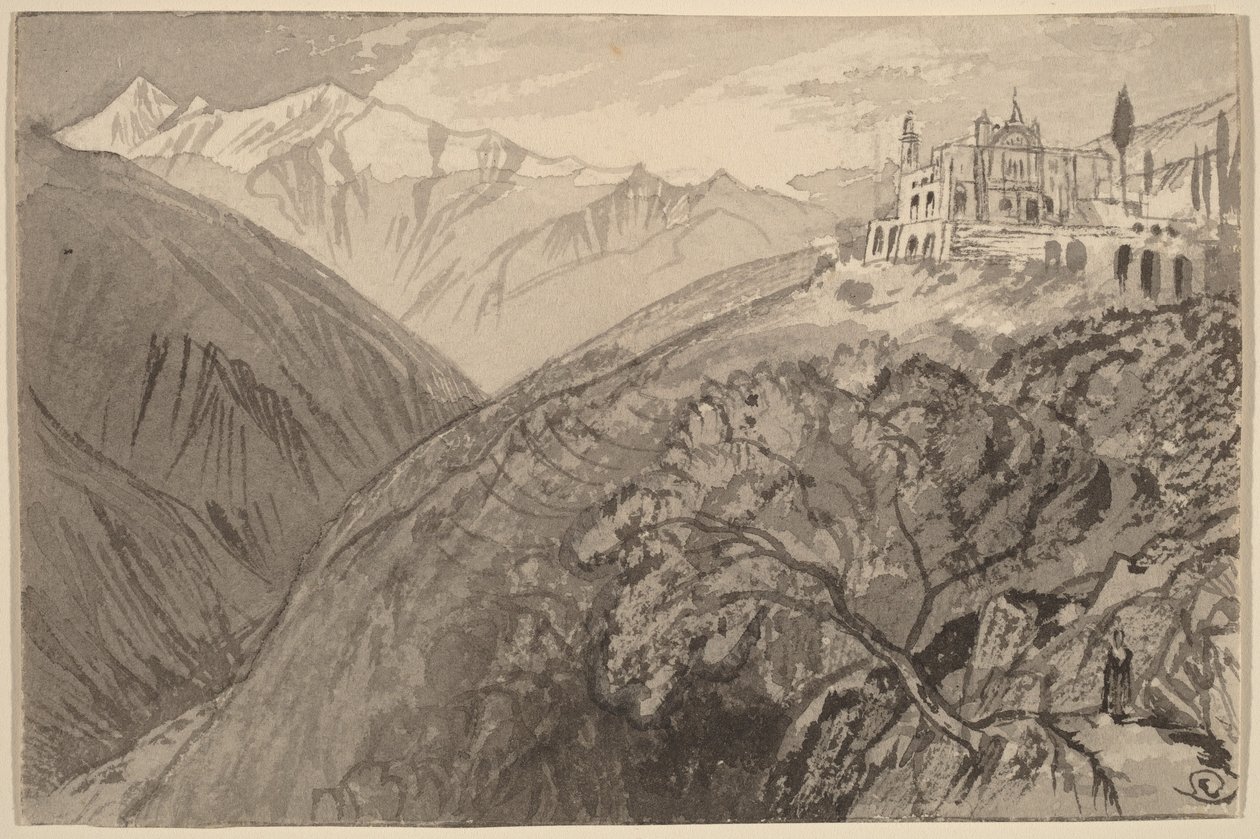 Un pueblo en lo alto de una colina (Santuario de Lampedusa) de Edward Lear