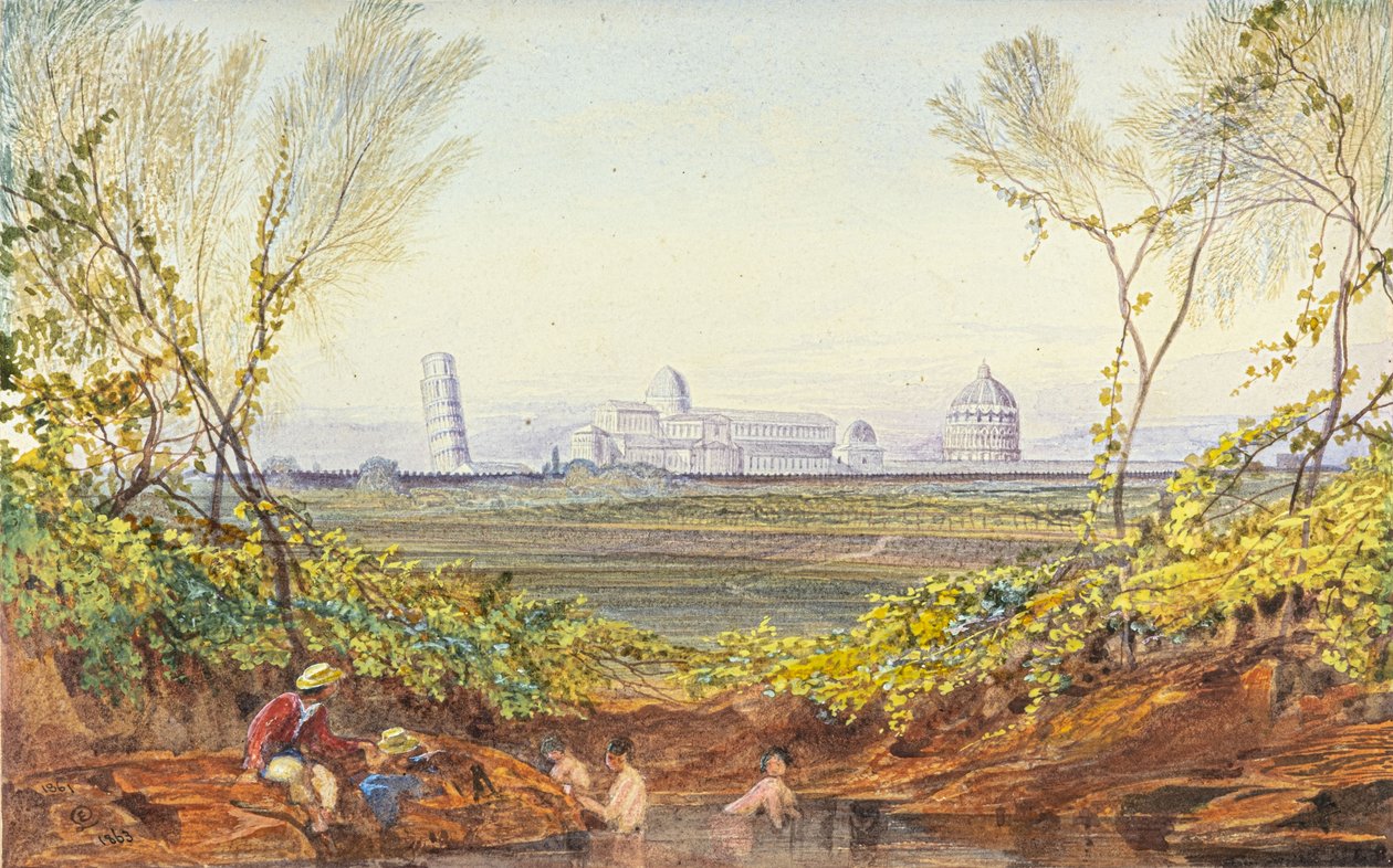 Un descanso de camino a Pisa de Edward Lear