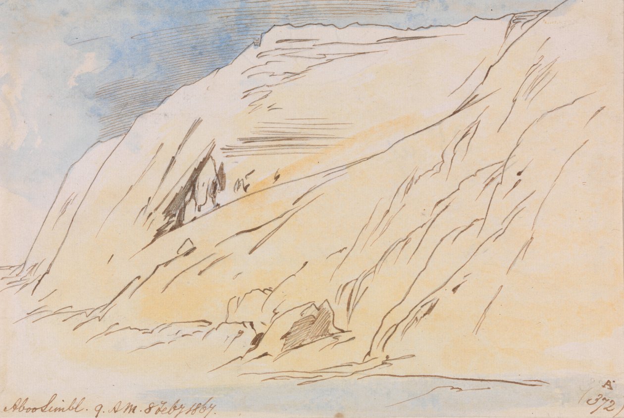 Abu Simbel, 9:00 am, 8 de febrero de 1867 (372A) de Edward Lear
