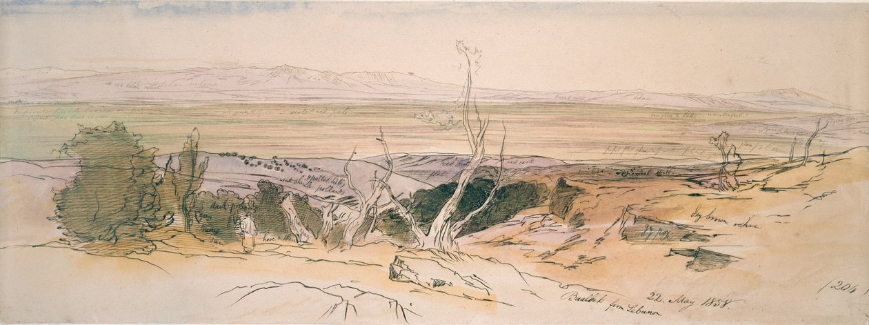 Baalbek desde Líbano, 1858 de Edward Lear