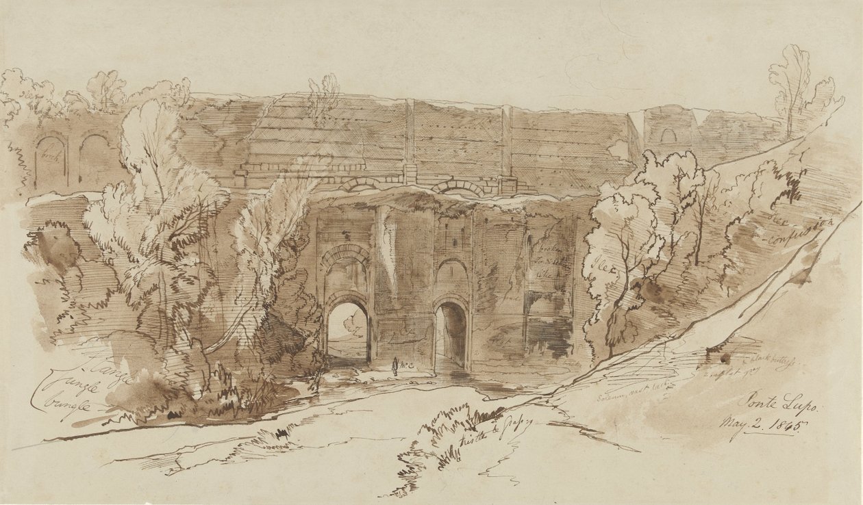 Vista del Ponte Lupo (cerca de Tivoli) de Edward Lear