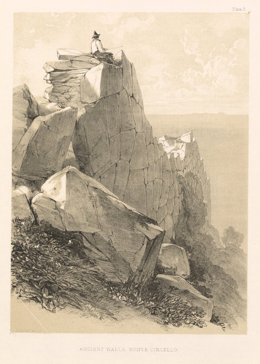 Excursión ilustrada en Italia vol. II: Muros antiguos, Monte Circello, 1846 de Edward Lear